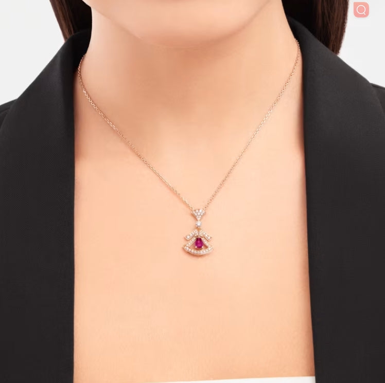 Bob Aeris Fan Linear Grace Necklace, Ruby — real photo 3