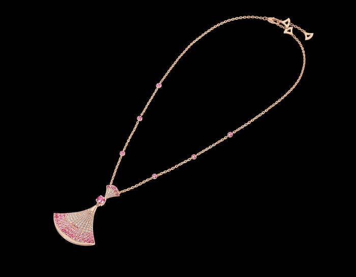 Bob Aeris Fan Starlet Shimmer Necklace， Rose Gold，Rubies — real photo 4