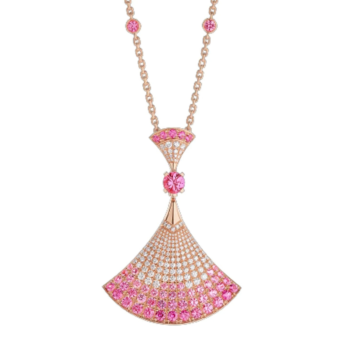 Bob Aeris Fan Starlet Shimmer Necklace， Rose Gold，Rubies — real photo 1