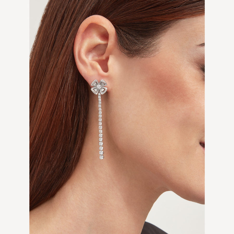 Bob Quatrefoil Rosalind White Gold Dangle Barrings Lab-grown Moissanite — real photo 3