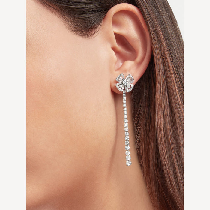 Bob Quatrefoil Rosalind White Gold Dangle Barrings Lab-grown Moissanite — real photo 5