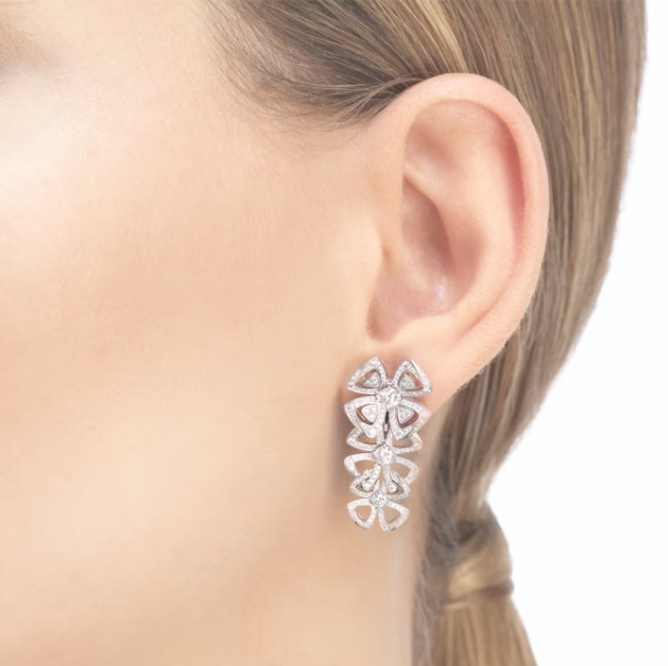 Bob Quatrefoil Rosalind White Gold Dangle earrings Lab-grown Moissanite — real photo 3