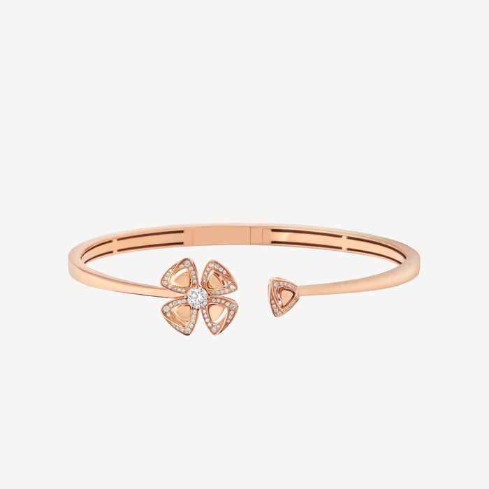 Bob Quatrefoil Valeria Rose Gold Cuff Bracelet Lab-grown Moissanite Split — real photo 4