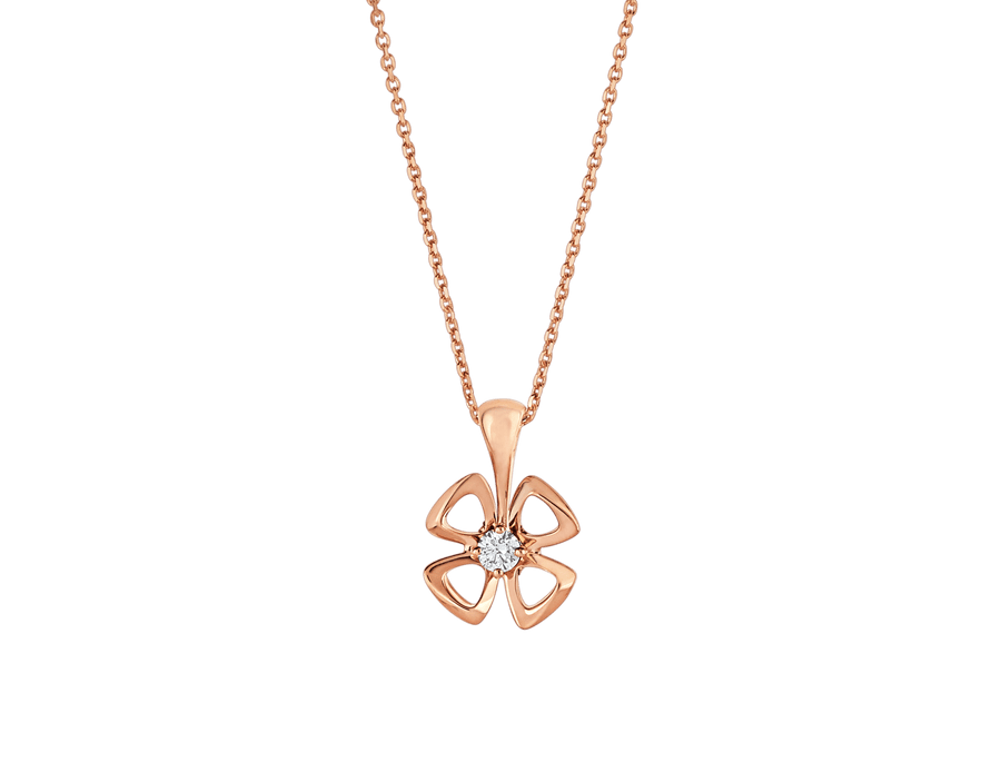 Bob Quatrefoil Sylvan Rose Gold Necklace  Lab-grown Moissanite — real photo 2