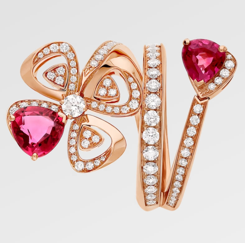 Bob Quatuor Daisy Fixed-Size Ring Pink Rubellite Moissanite — real photo 2