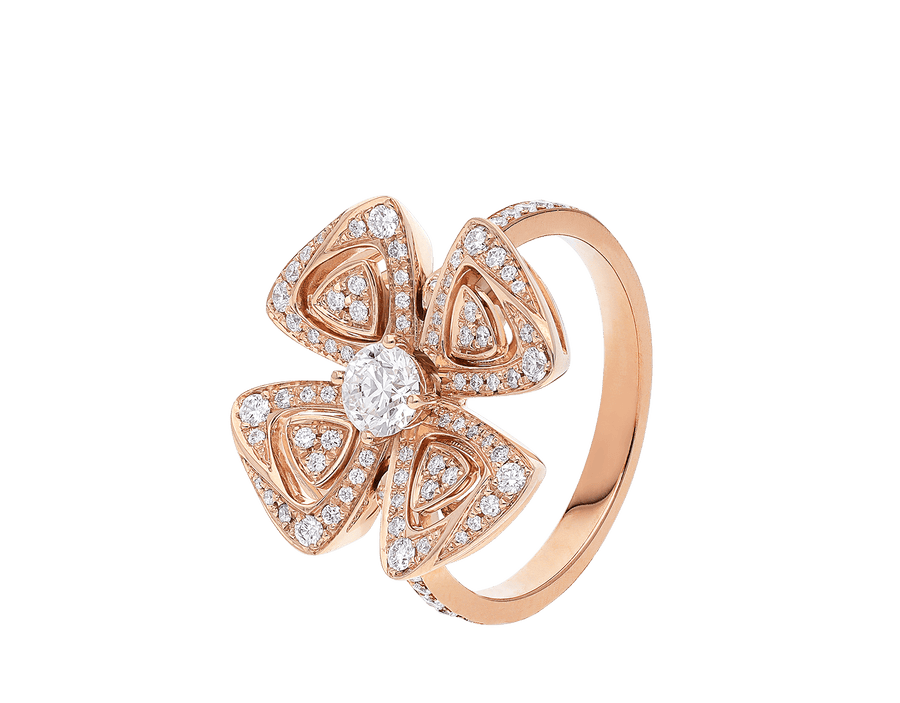 Bob Quatrefoil Rosalind Rose Gold Fixed - size ring Lab-grown Moissanite — real photo 2