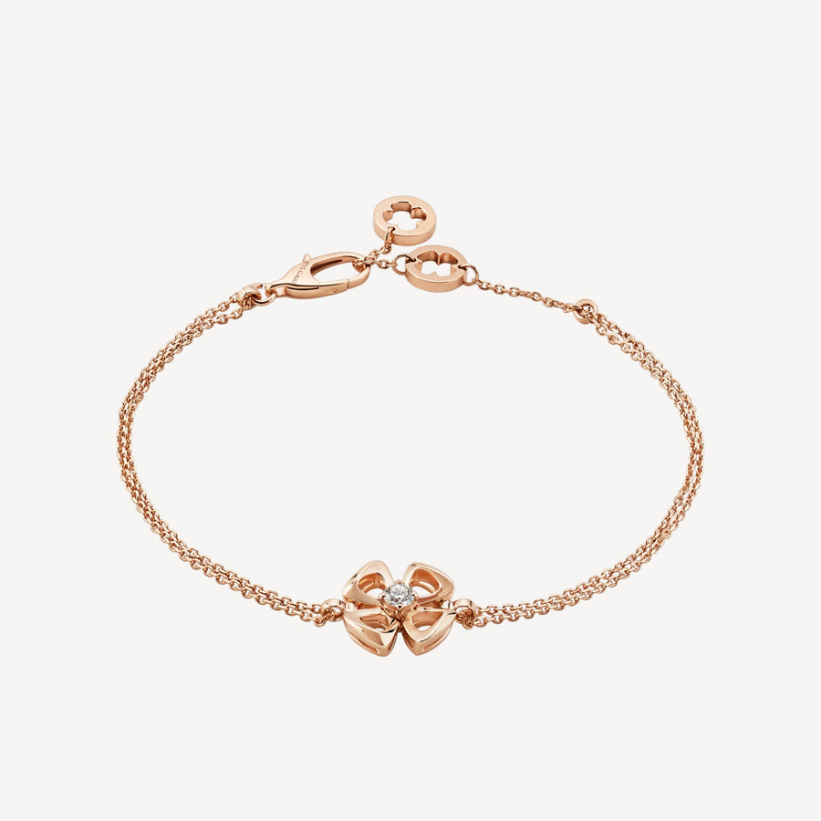 Bob Quatrefoil Rose Gold Chain Bracelet Moissanite — real photo 2