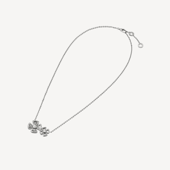 Bob Quatrefoil Rosalind White Gold Pendant Lab-grown Moissanite Two-Flower — real photo 4