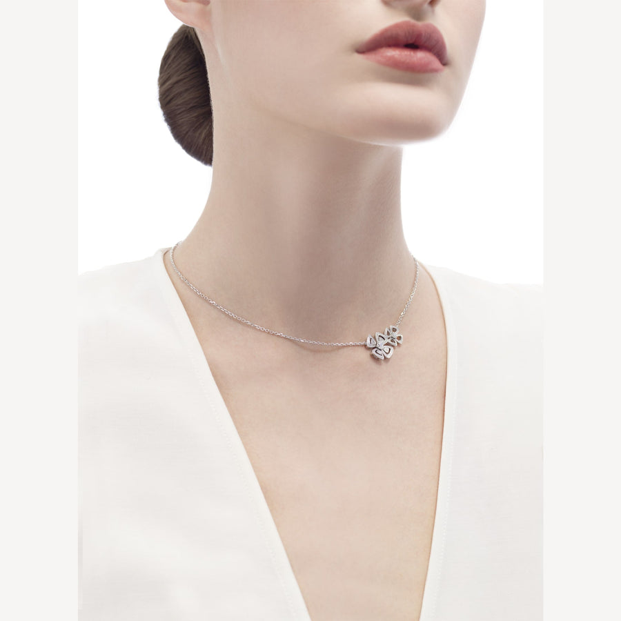 Bob Quatrefoil Rosalind White Gold Pendant Lab-grown Moissanite Two-Flower — real photo 3