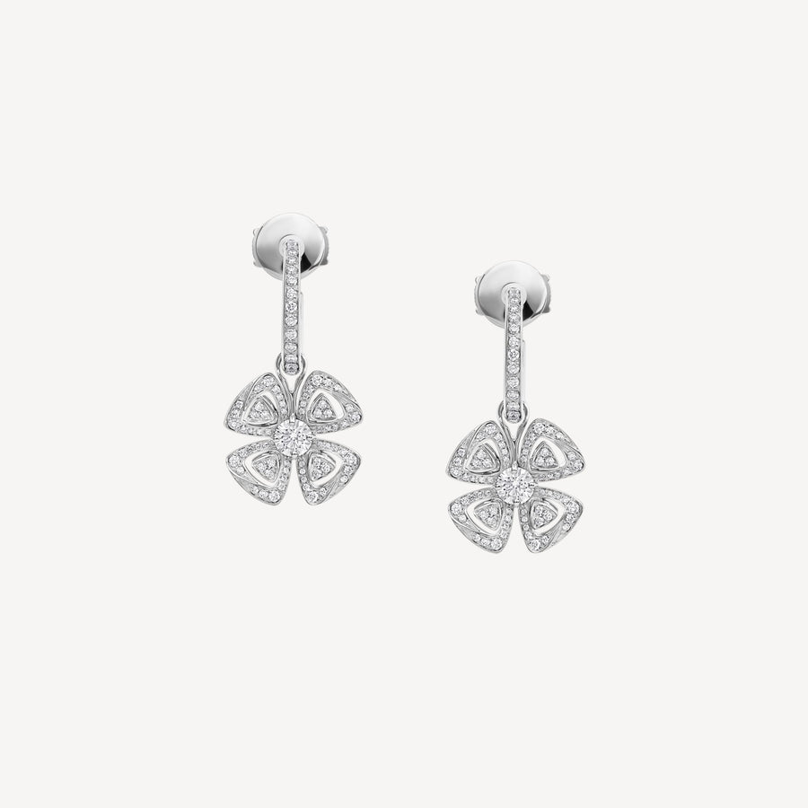 Bob Quatrefoil Rosalind White Gold Dangle Barrings Moissanite — real photo 2