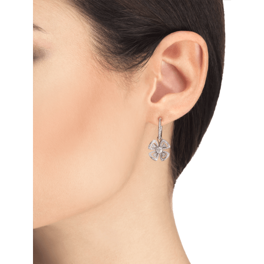 Bob Quatrefoil Rosalind White Gold Dangle Barrings Moissanite — real photo 3