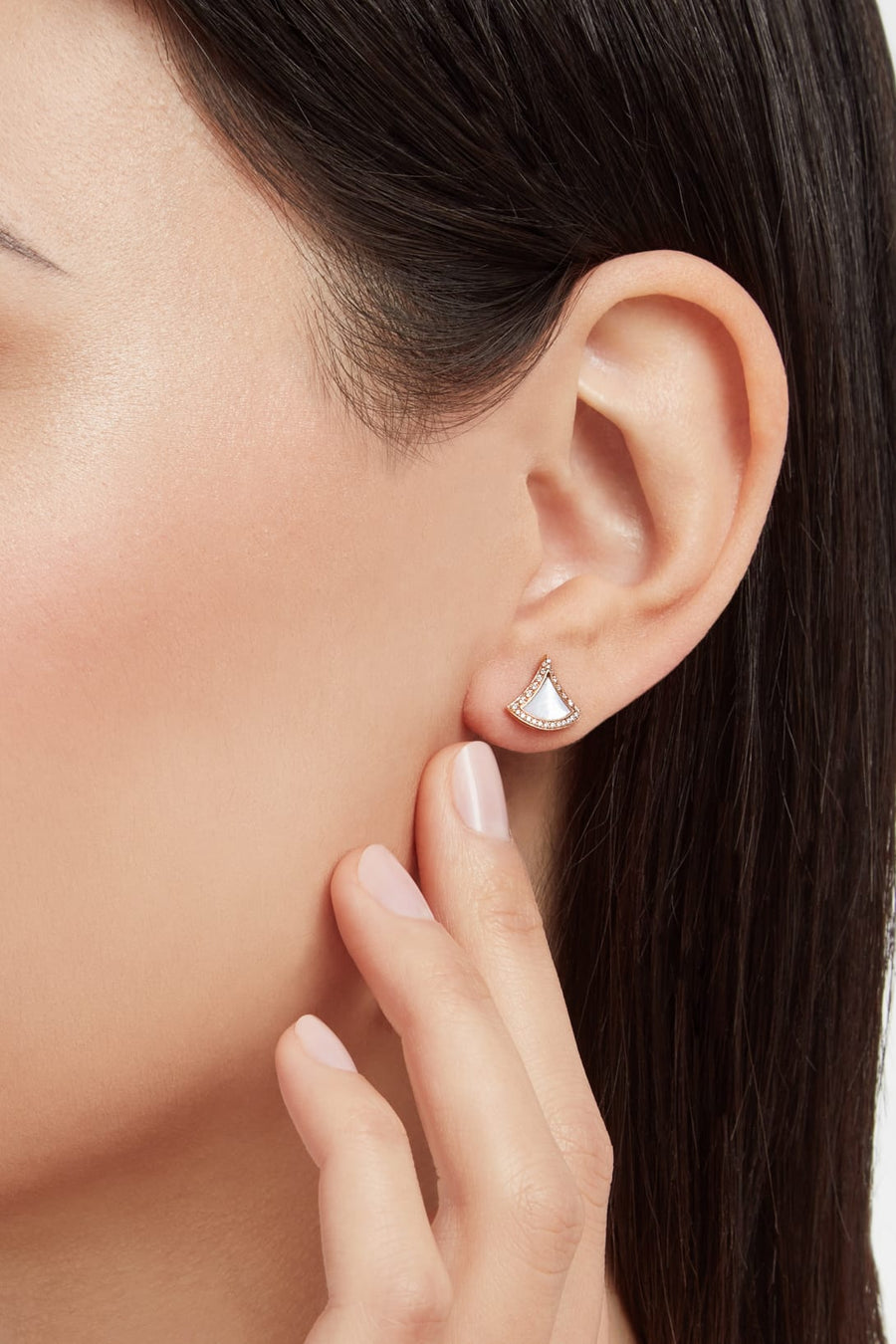 Bob Aeris Fan Essential  Earrings, Rose Gold, Set with Moissanite.Small — real photo 3