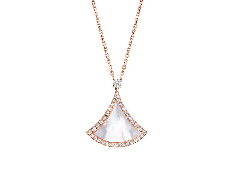 Bob Aeris Fan Essential Necklace, Rose Gold, Set with Moissanite — real photo 2