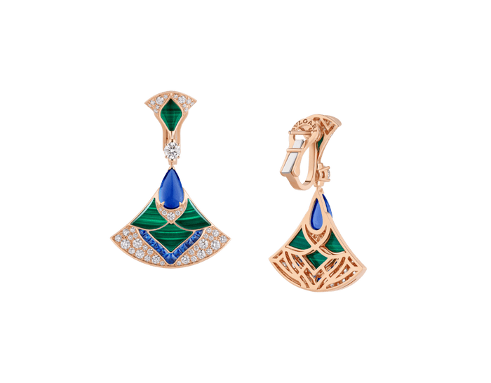 Bob Aeris Fan Starlet Shimmer Earrings, Rose Gold, Colorful Gemstones(Custom) — real photo 4