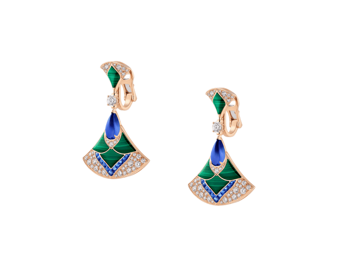 Bob Aeris Fan Starlet Shimmer Earrings, Rose Gold, Colorful Gemstones(Custom) — real photo 5