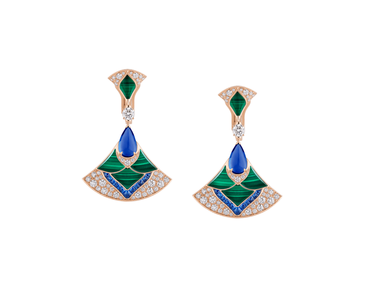 Bob Aeris Fan Starlet Shimmer Earrings, Rose Gold, Colorful Gemstones(Custom) — real photo 1