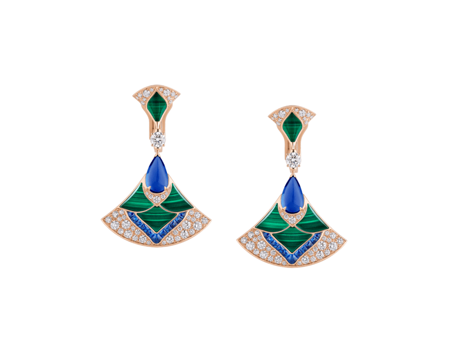 Bob Aeris Fan Starlet Shimmer Earrings, Rose Gold, Colorful Gemstones(Custom) — real photo 2