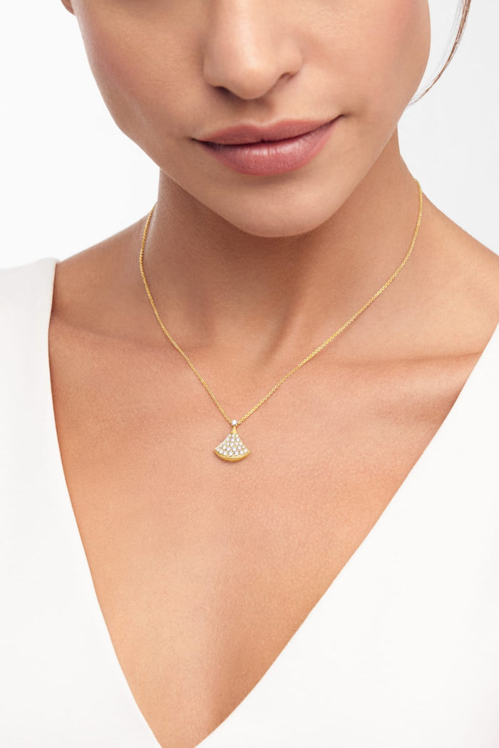 Bob Aeris Fan Starlet Shimmer Necklace,Moissanite,Small Yellow, Rose & White Gold — real photo 5