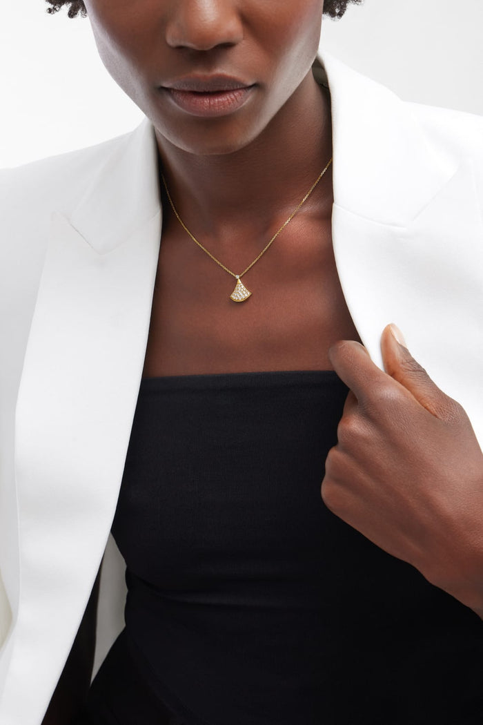 Bob Aeris Fan Starlet Shimmer Necklace,Moissanite,Small Yellow, Rose & White Gold — real photo 6