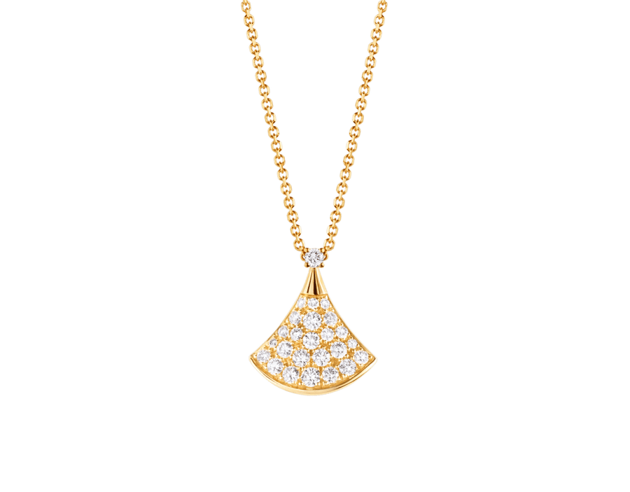 Bob Aeris Fan Starlet Shimmer Necklace,Moissanite,Small Yellow, Rose & White Gold — real photo 2