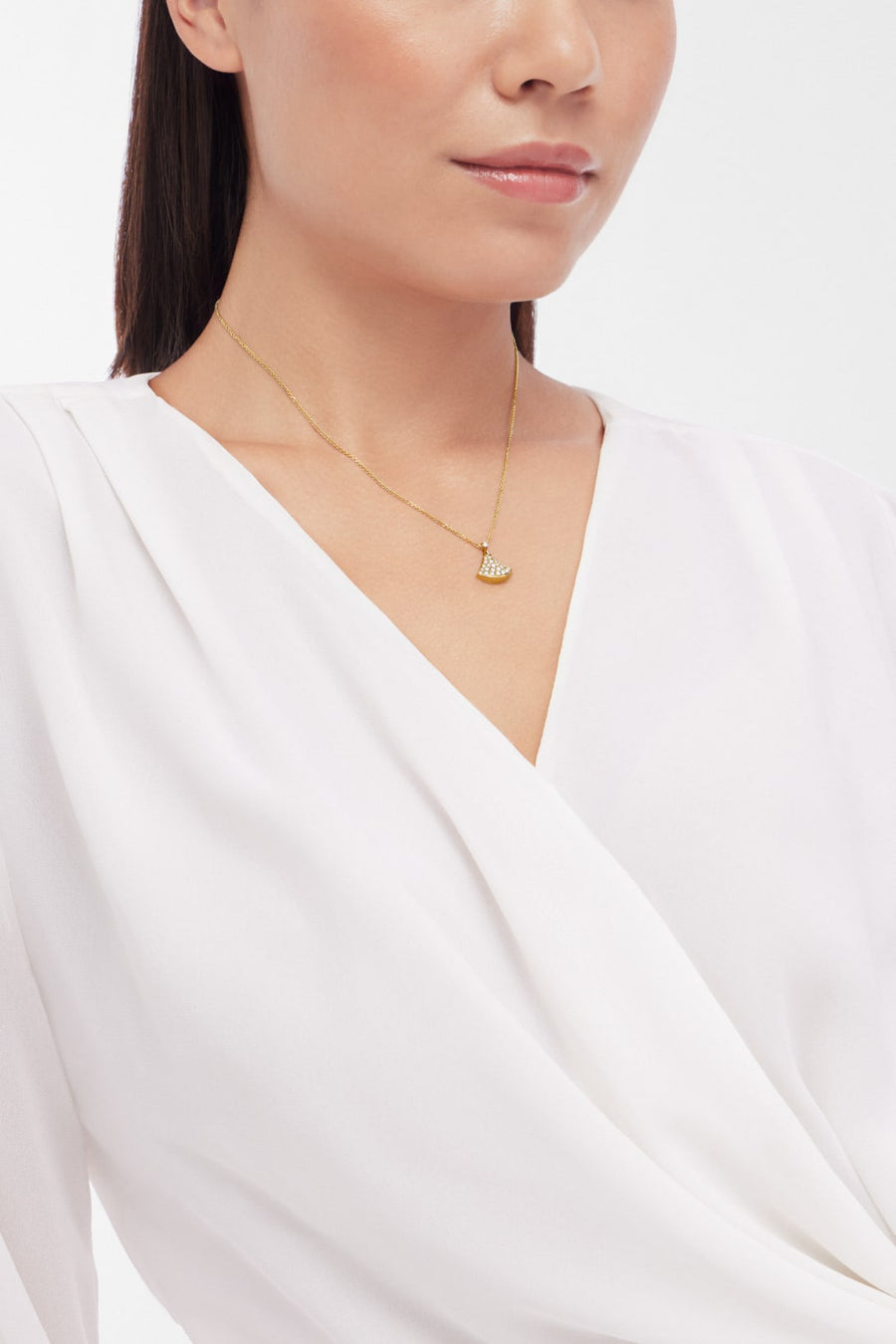 Bob Aeris Fan Starlet Shimmer Necklace,Moissanite,Small Yellow, Rose & White Gold — real photo 3