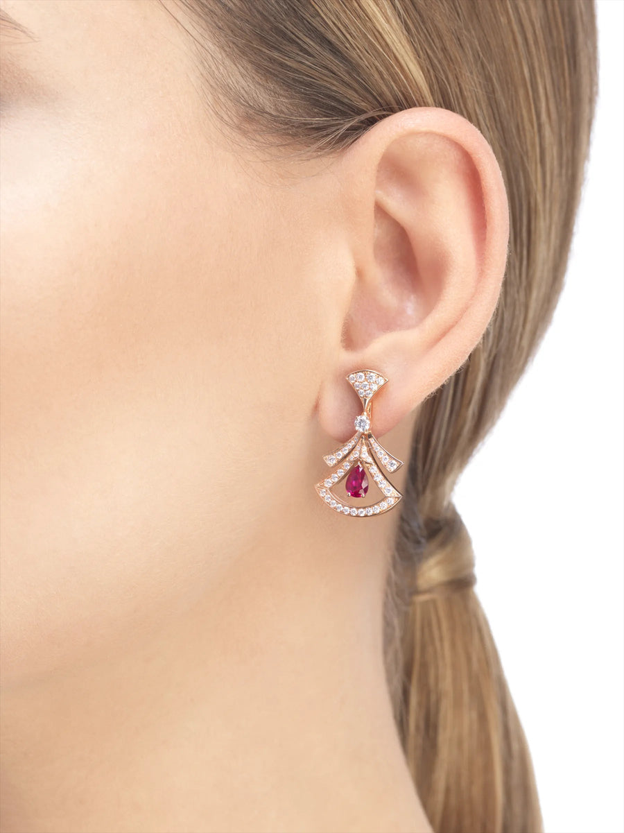 Bob Aeris Fan  Linear Grace Earrings, Rose Gold, Openwork &Carnelian — real photo 3