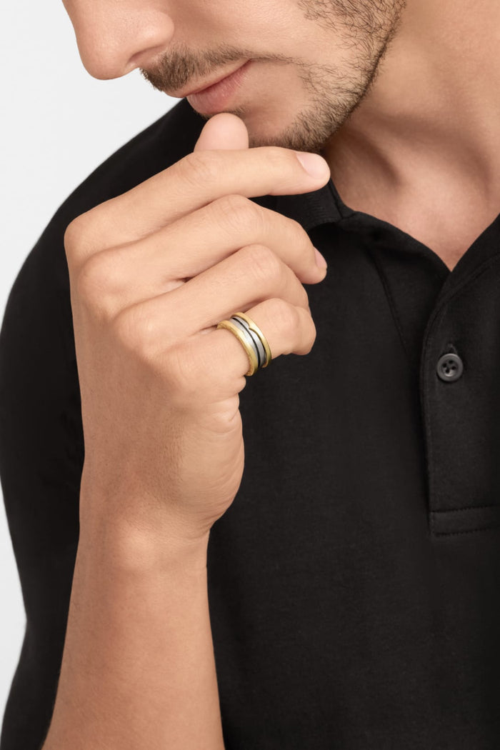 Bob Rollers Gold & Steel Ring Two Band-Custom — real photo 5