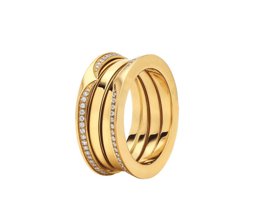Bob Rollers Marlo Ring,Two-row Moissanite| Yellow, Rose & White Gold — real photo 2