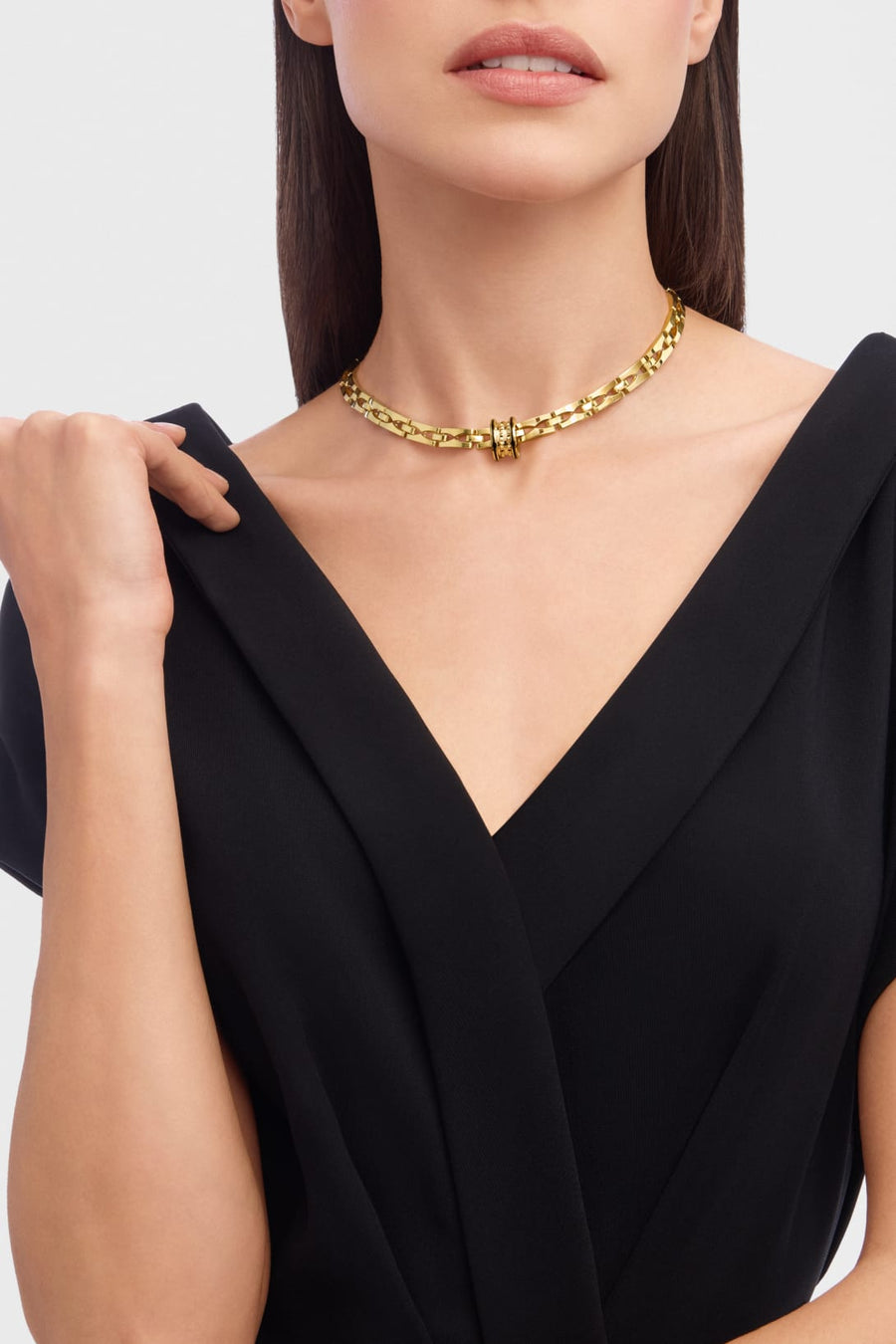 Lotteds Bob Rollers Gear Collar Necklace Yellow Gold Black Ceramic Link-Custom — real photo 3