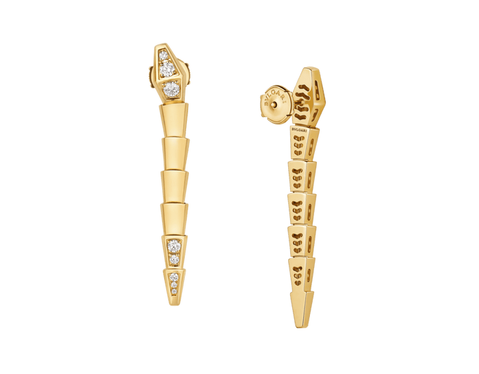 Bob Snake Giorno Earrings, Demi-Pavé Moissanite, | Yellow, Rose & White Gold|Custom — real photo 5