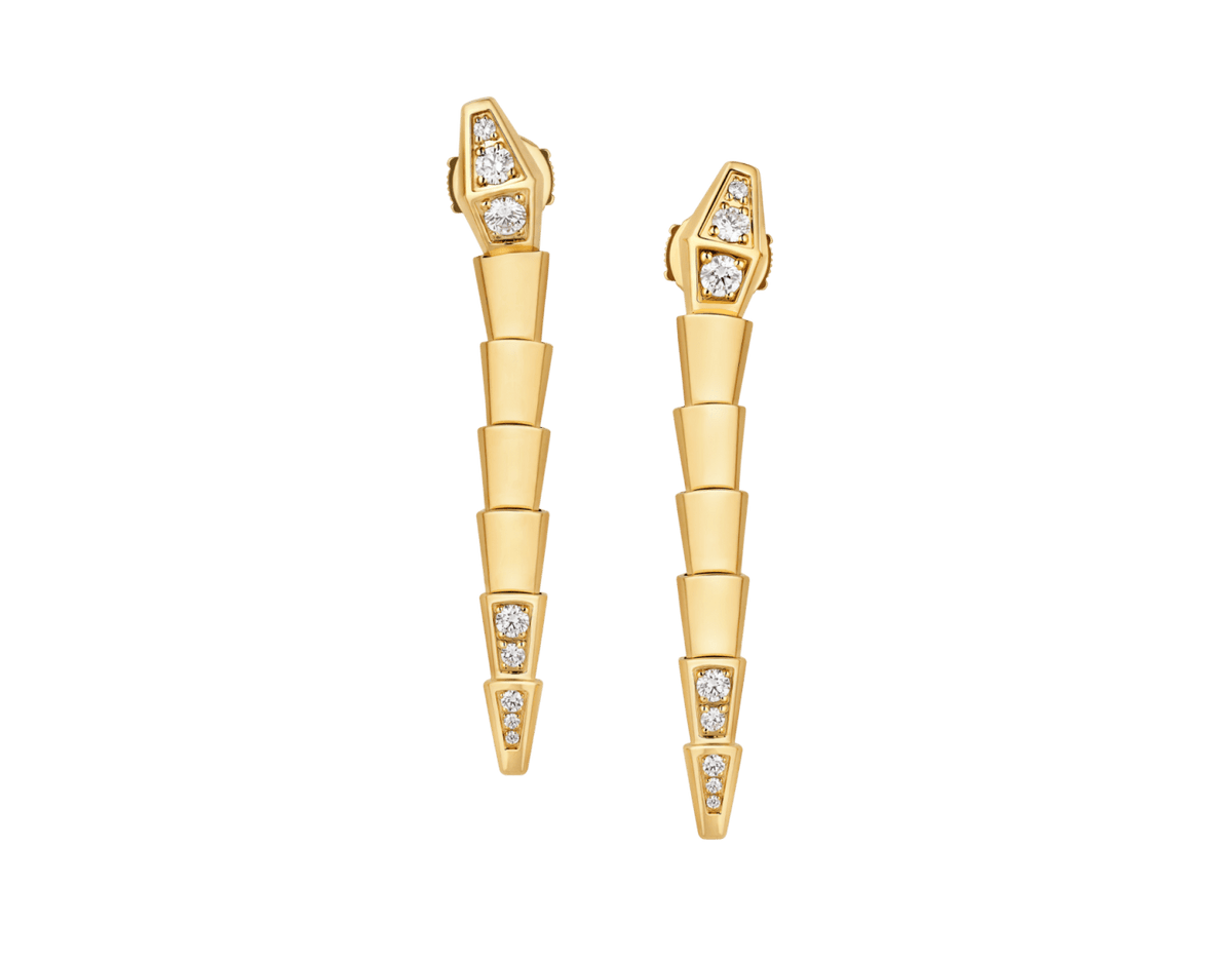 Bob Snake Giorno Earrings, Demi-Pavé Moissanite, | Yellow, Rose & White Gold|Custom — real photo 1