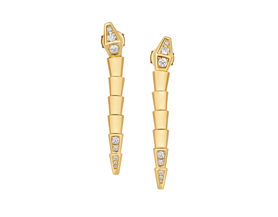 Bob Snake Giorno Earrings, Demi-Pavé Moissanite, | Yellow, Rose & White Gold|Custom — real photo 1