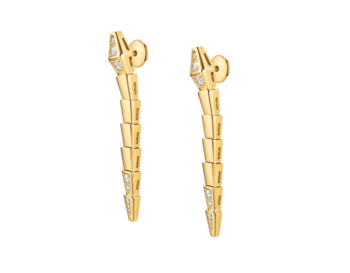 Bob Snake Giorno Earrings, Demi-Pavé Moissanite, | Yellow, Rose & White Gold|Custom — real photo 4