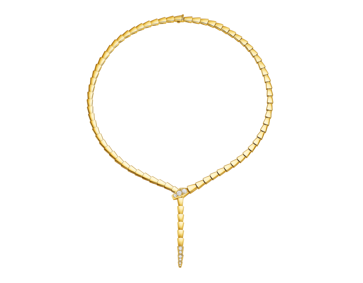 Bob Snake Giorno Necklace, Demi-Pavé Moissanite | Yellow, Rose & White Gold |Custom — real photo 1