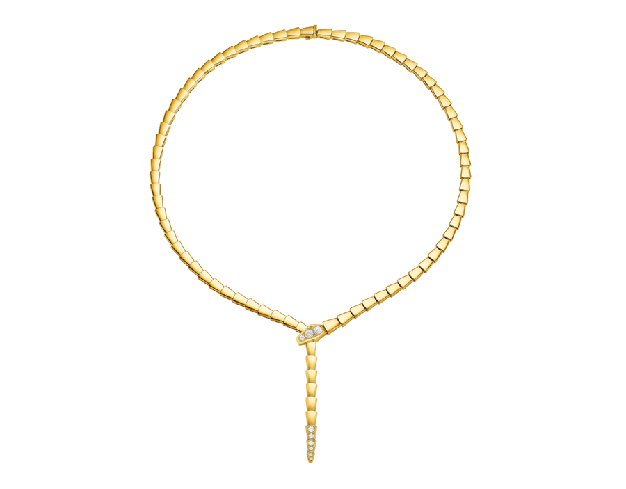 Bob Snake Giorno Necklace, Demi-Pavé Moissanite | Yellow, Rose & White Gold |Custom — real photo 1