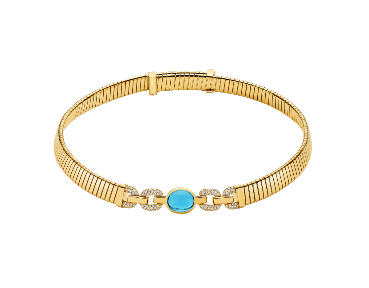 Bob Spirava Necklace, Yellow Gold, Blue Topaz — real photo 1