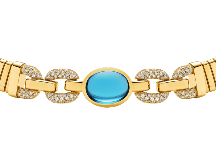 Bob Spirava Necklace, Yellow Gold, Blue Topaz — real photo 5