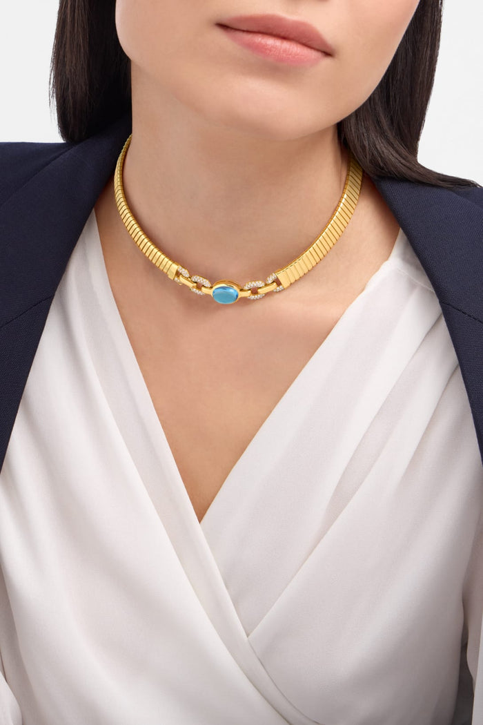 Bob Spirava Necklace, Yellow Gold, Blue Topaz — real photo 4