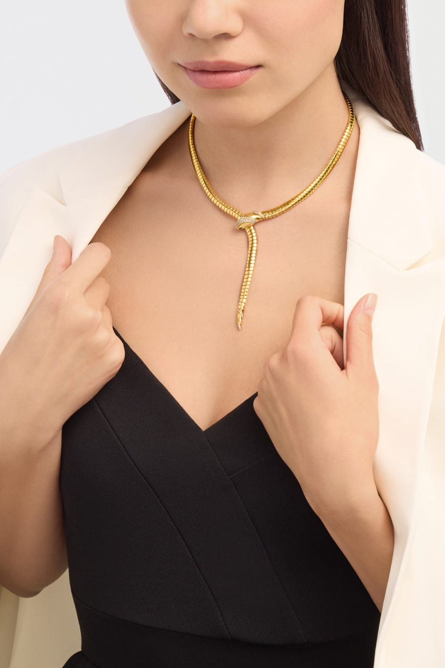 Bob Spirava Necklace, Yellow Gold, Moissanite & Onyx ,Custom — real photo 3