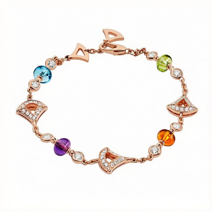 Bob Aeris Fan Starlet Shimmer Bracelet, Multi-Gemstone, Moissanite — real photo 2