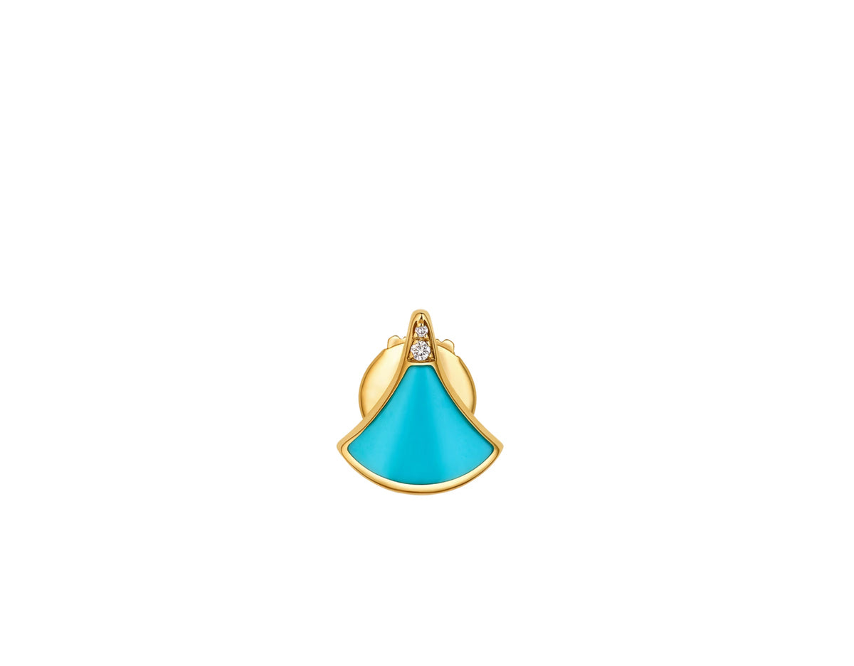 Bob Aeris Fan Essential Earrings, Yellow Gold, Turquoise — real photo 1