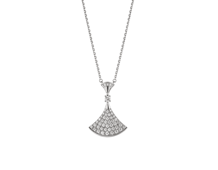 Bob Aeris Fan Starlet Shimmer Necklace, Moissanite | Yellow, Rose & White Gold — real photo 4