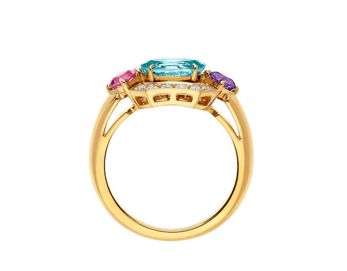 Bob Aeris Fan Starlet Shimmer Ring, Yellow Gold, Aquamarine — real photo 5