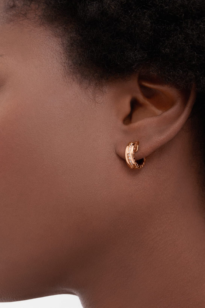 Bob Rollers Cordelia Hoop earrings ,Moissanite| Yellow, Rose & White Gold — real photo 5