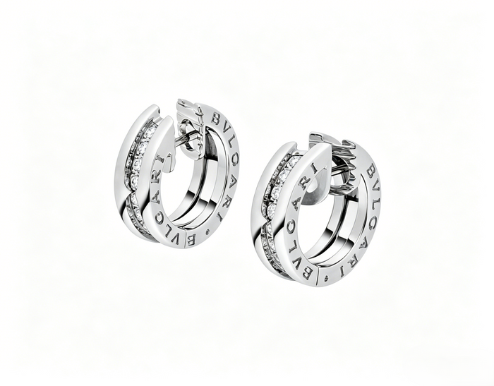 Bob Rollers Cordelia Hoop earrings ,Moissanite| Yellow, Rose & White Gold — real photo 4