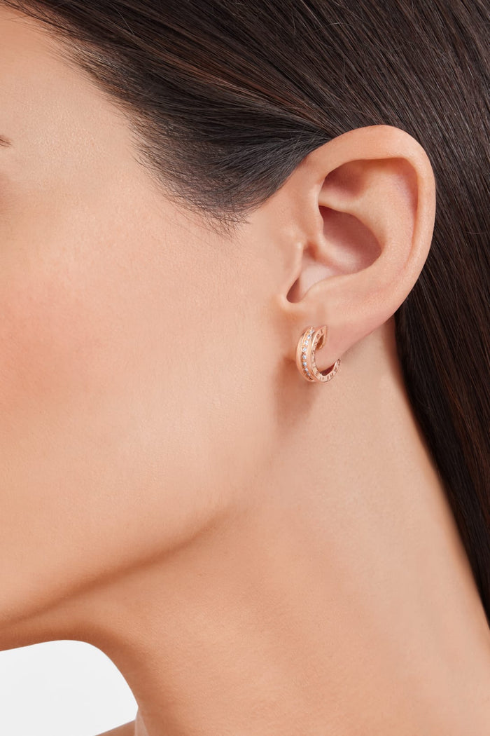 Bob Rollers Cordelia Hoop earrings ,Moissanite| Yellow, Rose & White Gold — real photo 6