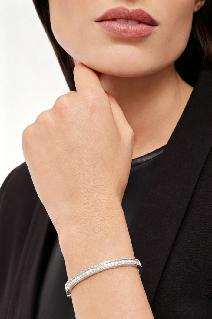 Bob Rollers Gear Bracelet ,Moissanite Pavé Stud| Yellow, Rose & White Gold — real photo 6