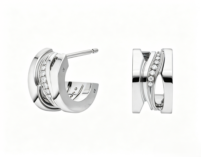 Bob Rollers Marlo  Double Earrings| Yellow, Rose & White Gold — real photo 6