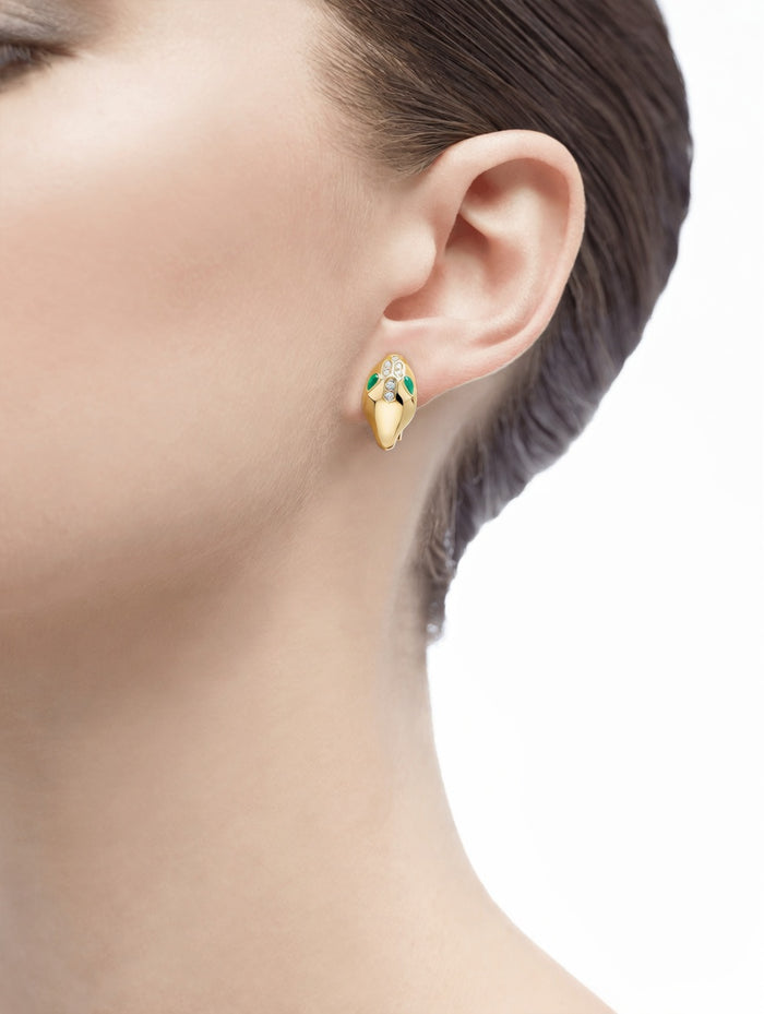 Bob Snake Cobra Hoop Earrings – Malachite Eyes & Moissanite Accents — real photo 5