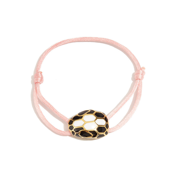 Bob Snake Cobra Rope Bracelet in Black & White Enamel And Gold Tone — real photo 6